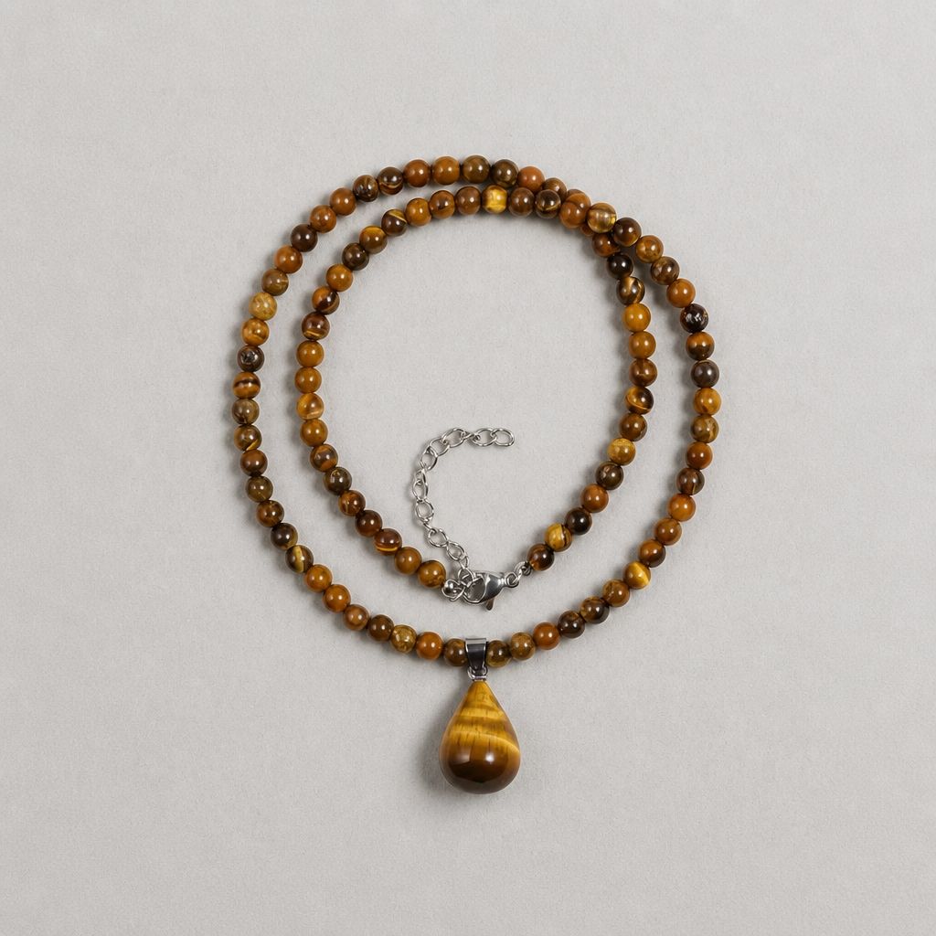 Tiger Eye Essence Kralenketting – Tijgeroog Druppelhanger