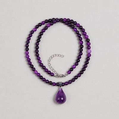 Amethyst Drop Kralenketting – Paarse Druppelhanger