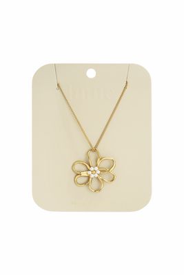 Goudkleurige ketting met bloemhanger en pareldetail – Elegant & tijdloos – Infinity Me