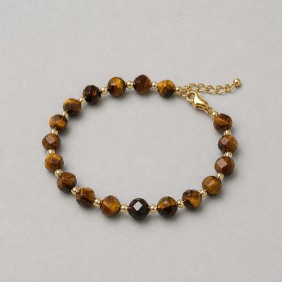 Natural Tiger Eye Armband – Natuurlijke Tijgeroog & Goudkleurige Details Natural Tiger Eye Armband – Natuurlijke Tijgeroog & Goudkleurige Details
