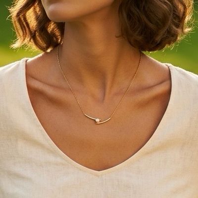 Minimalistische Ketting met Gouden Bar &amp; Parel