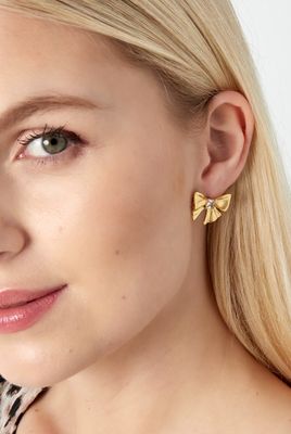 Oorbel Knopjes Met Strikjes - Stainless Steel Oorbellen - Oorbellen Voor Meisjes - Trending Oorbellen