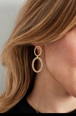 Ovalen Diamanten Bedel Oorbellen - Stainless Steel oorbellen - Lange hang oorbellen