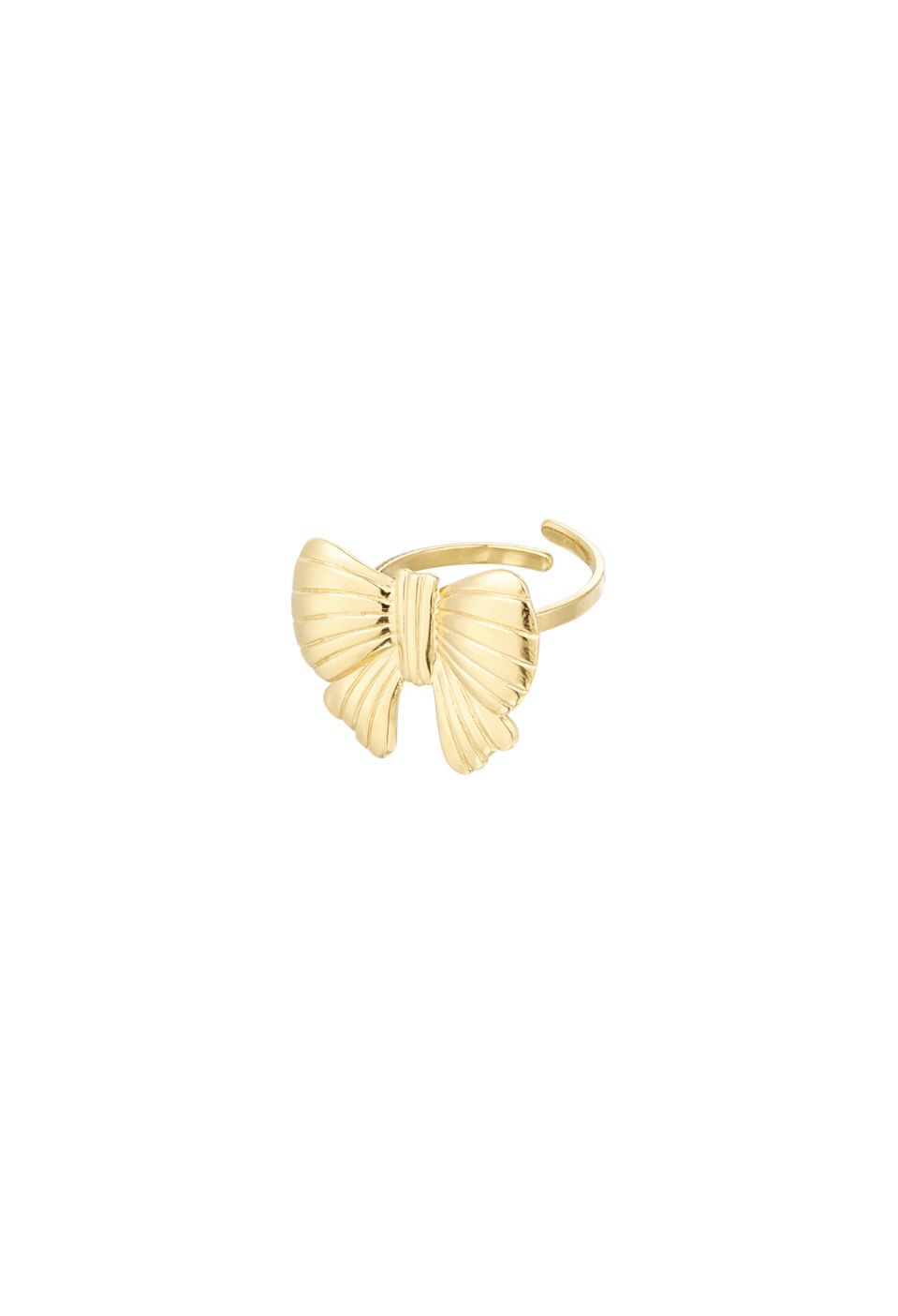 One Size Open Ring Met Strik, Kleur: Goudkleurig