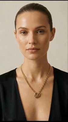 Goudkleurige- Zilverkleurige Chain Ketting met Hart Toggle Sluiting