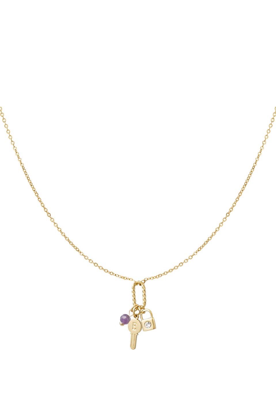 Ketting Met Bedels - Sleutel En Slot Bedel - Stainless Steel - Cadeau Tip