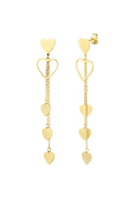 Hang Oorbellen met ketting en hartjes - Lange Oorbellen - Stainless Steel Oorbellen - Nikkel Vrij Oorbellen - Oorbellen Voor Vrouwen - Cadeau Tip - Cadeau Voor Haar