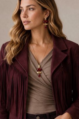 Bordeaux Elegance Sieradenset – Ketting &amp; Oorbellen