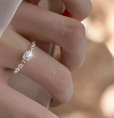Open Ketting Ring Met Zircon Steentje