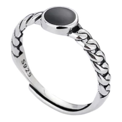 Zilveren Ring Met Zwart Steentje