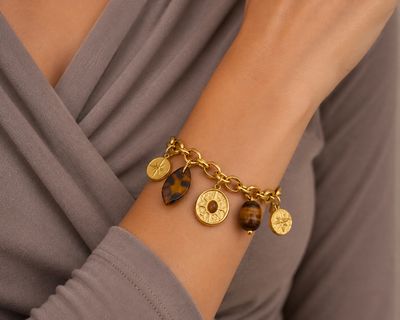 Stainless Steel Charm Armband – Spiritual Tiger Eye Compass Gold Bracelet Stainless Steel Charm Armband – Spiritual Tiger Eye Compass Gold Bracelet