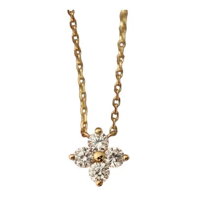 Fijne Zilveren Ketting - Platina Goud - Ketting Met Bloem steentjes