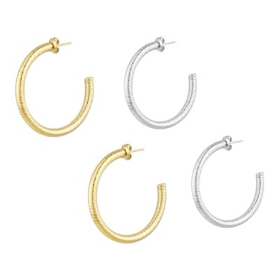 Snake Print Hoops - Grote Oorringen - Stainless steel oorbellen - cadeau voor haar - cadeau tip - zilver - goud