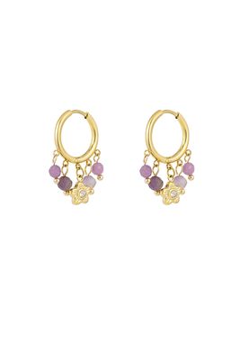 Ring Oorbellen Met Steentjes Bedels Paars/ Goud - Stainless Steel oorbellen - 100% Waterproof - Nikkelvrij Oorbellen Ring Oorbellen Met Steentjes Bedels Paars/ Goud - Stainless Steel oorbellen - 100% Waterproof - Nikkelvrij Oorbellen