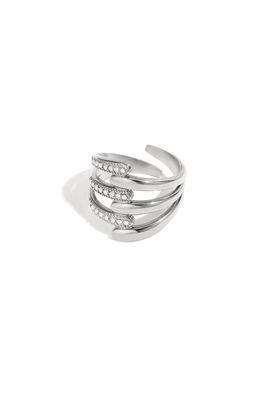 Zilverkleurige statement ring met strass – verstelbaar en elegant – Infinity Me Zilverkleurige statement ring met strass – verstelbaar en elegant – Infinity Me