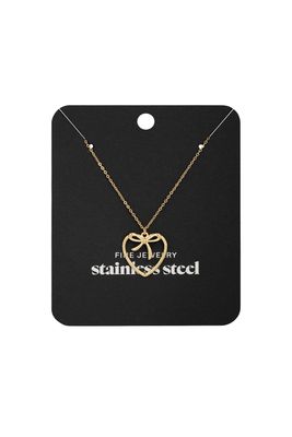 Heartfelt Bow Neckless - Ketting Met Hart - Fijne Ketting Met Hanger - Stainless Steel Ketting - Ketting Voor Dames - Goudkleurige Ketting