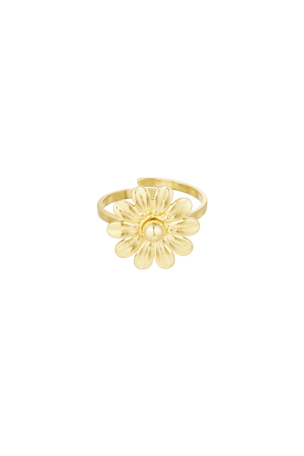 Ring Met Bloem- Stainless steel Ring - Open Ring - One Size Ring