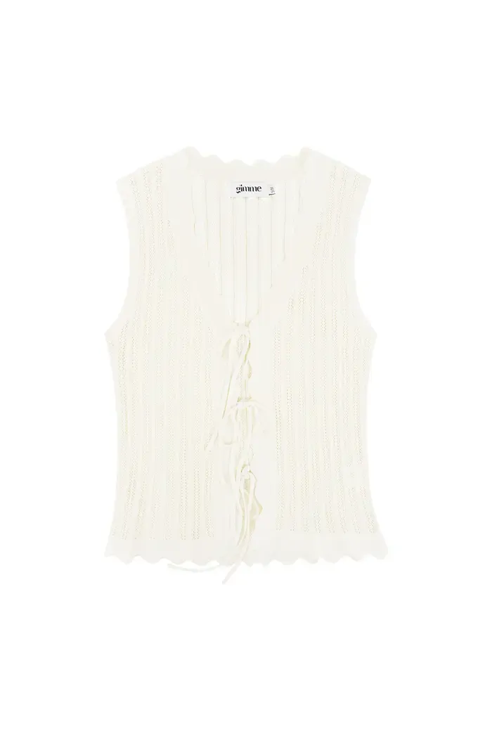 Crochet Top Met Strikjes - Gehaakte Top - Top Zonder Mouwen - Gilet - Gilet Voor Vrouwen