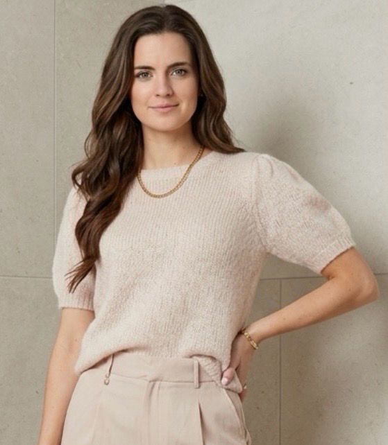 T Shirt Met Pof Mouwen - Knitted Trui Met Korte Mouwen