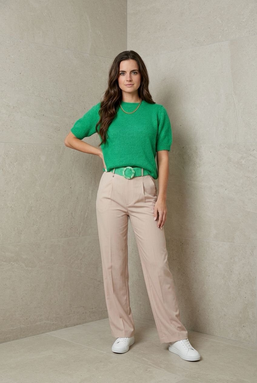 T Shirt Met Pof Mouwen - Knitted Trui Met Korte Mouwen