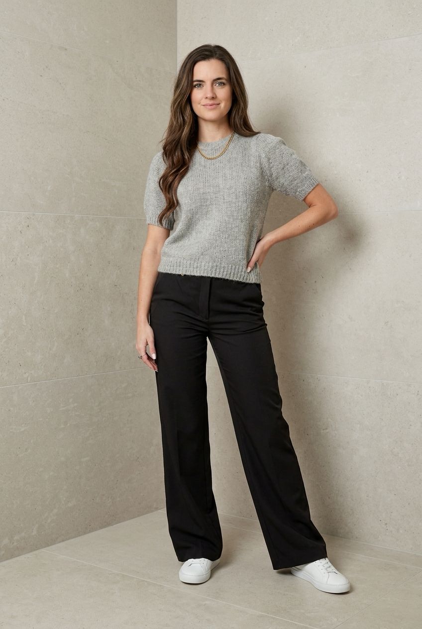 T Shirt Met Pof Mouwen - Knitted Trui Met Korte Mouwen