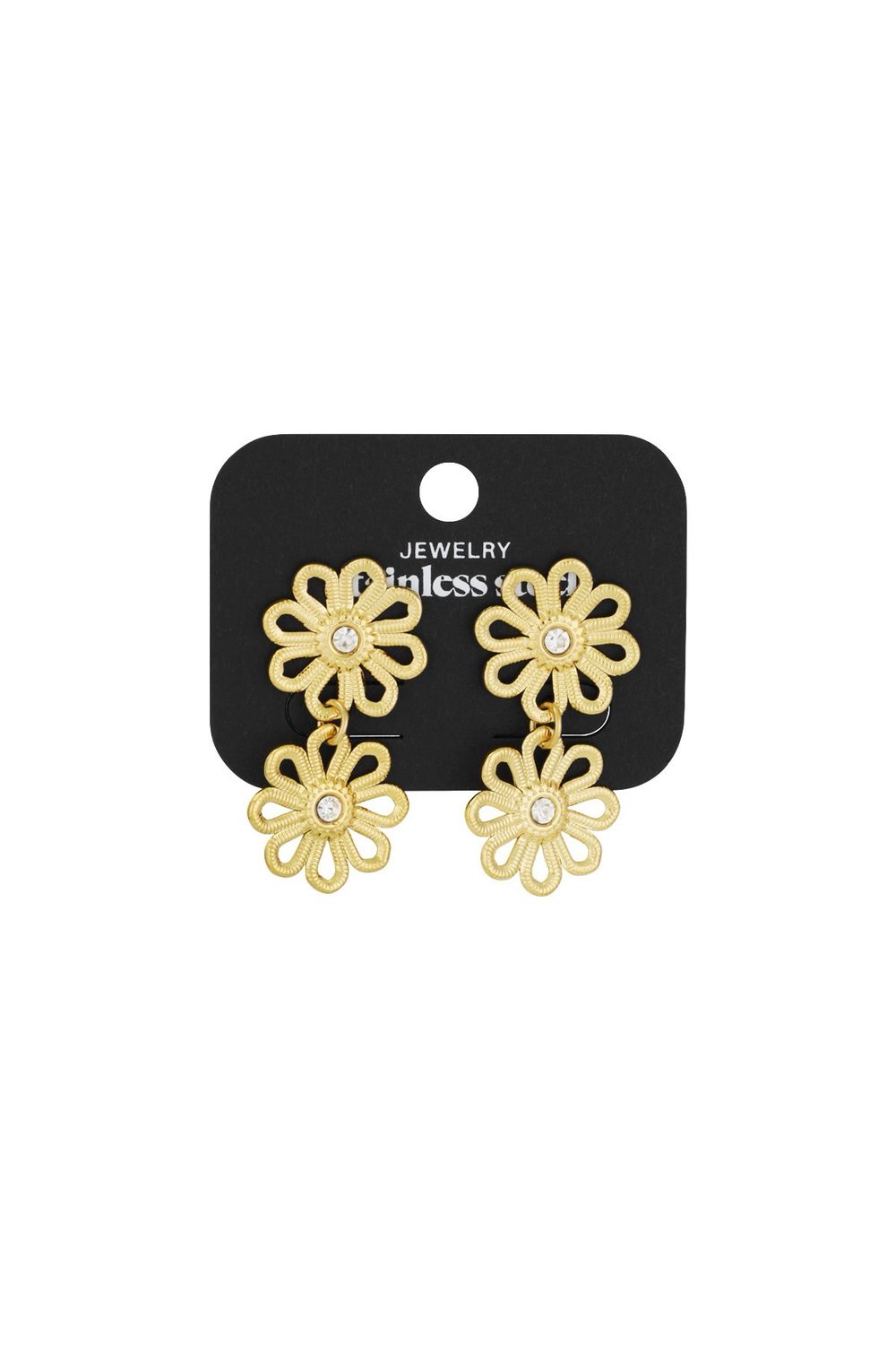 Flower Power Oorbellen - Stainless Steel Oorbellen - Bloem Oorbellen - Goudkleurige Oorbellen
