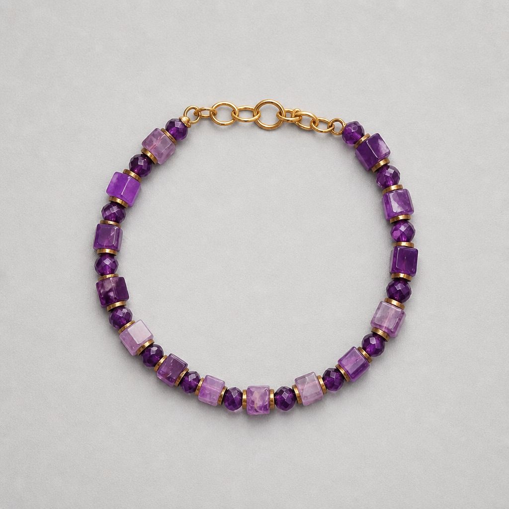 Amethyst Cube Armband – Handgemaakt met Natuurlijke Amethist