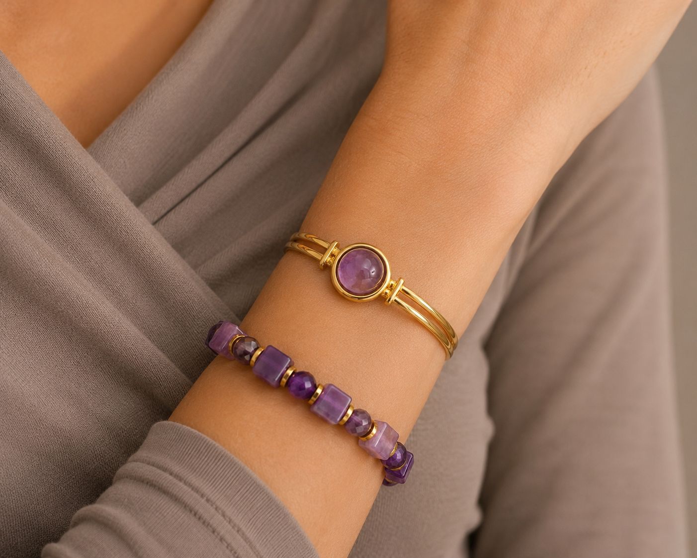 Amethyst Cube Armband – Handgemaakt met Natuurlijke Amethist