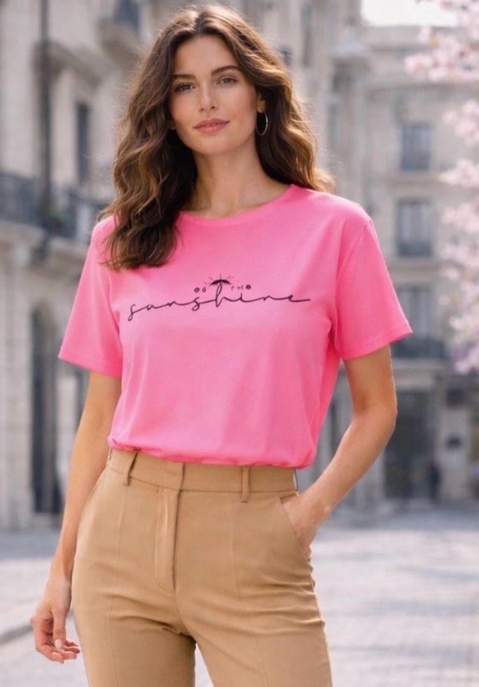 Printed cotton T shirt- Katoenen T shirt voor vrouwen