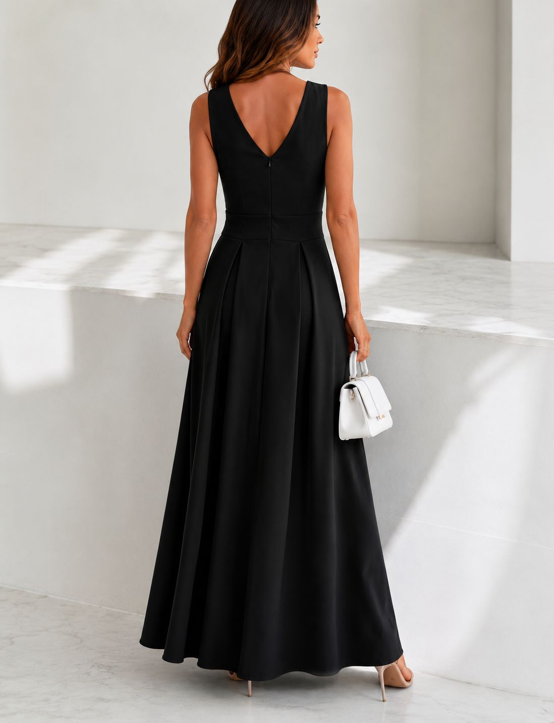 Lange Mouwloos Jurk met gesloten rug- Maxi Jurk- Party Dress
