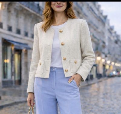 Modern Klassiek tweed jas- Gekleed Beige Vest Voor Dames