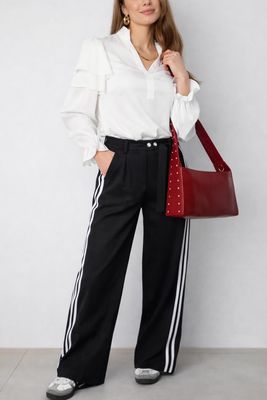 Chic straight pants with striped band - Gestreepte Casual Sportive Must-have Broek