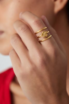 Flower Stack One Size Ring - Stainless Steel Ring - 100% Waterproof - Nikkelvrij - Ring Voor Vrouwen