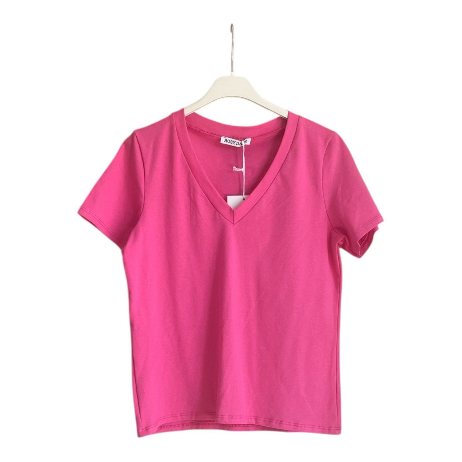 Effen Katoenen V- Hals T- Shirt - One Size T Shirt Voor Vrouwen