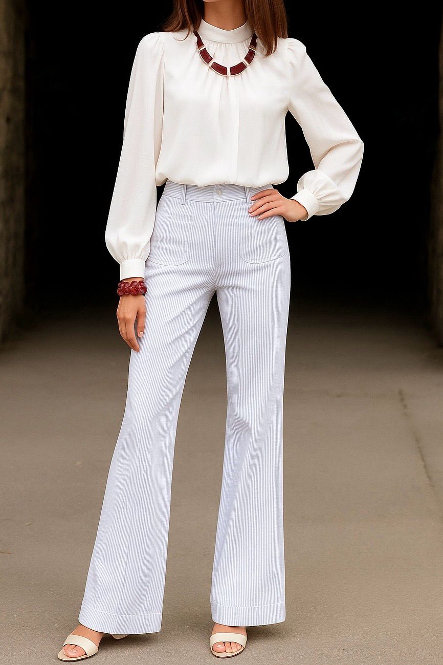 Windy Wide leg striped jeans - Jeans Met Strepen - Broek Voor Vrouwen - Jeans Voor Dames