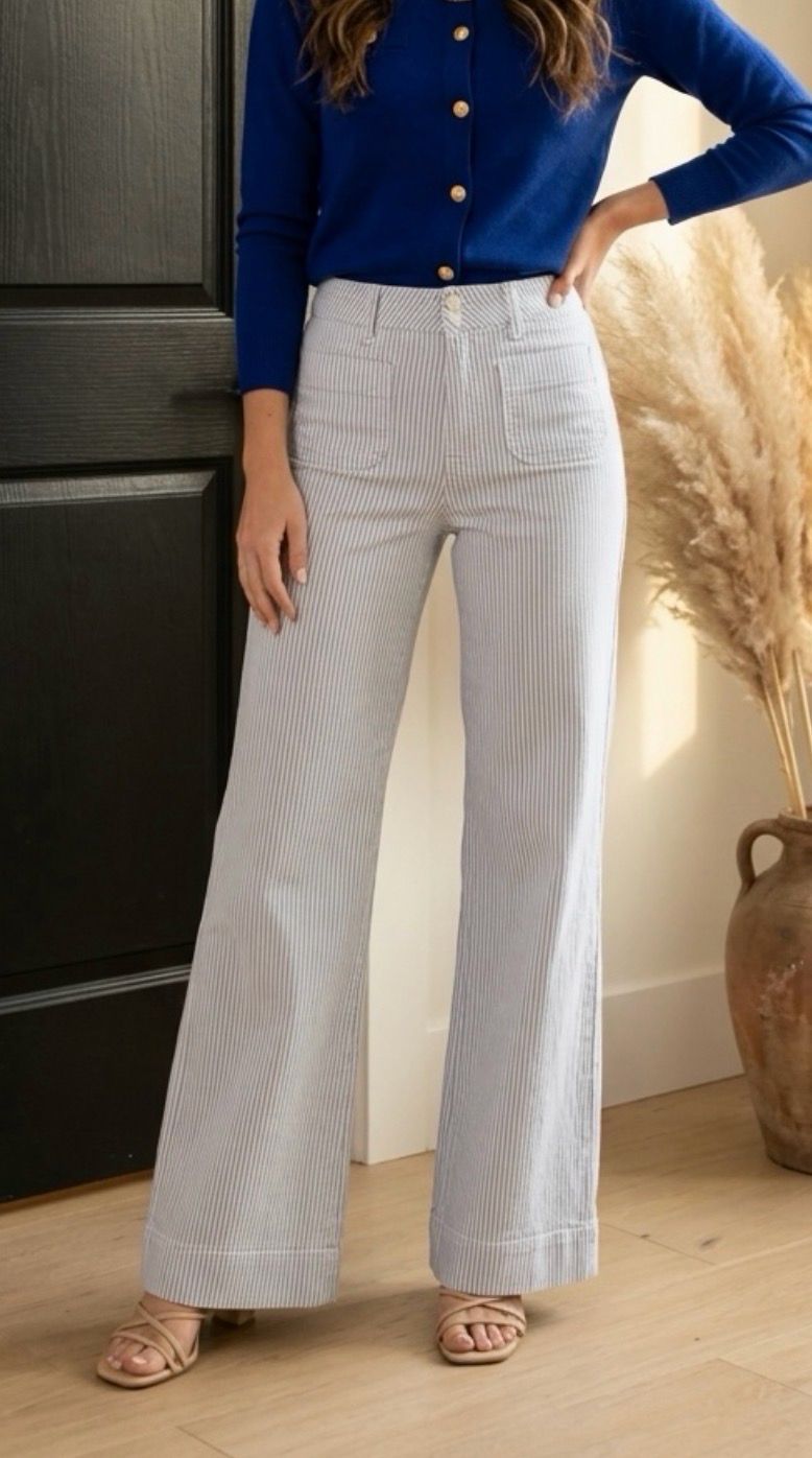 Windy Wide leg striped jeans - Jeans Met Strepen - Broek Voor Vrouwen - Jeans Voor Dames