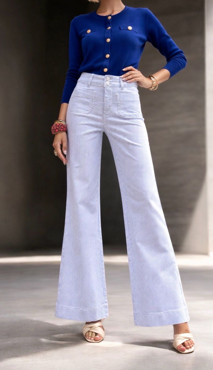 Windy Wide leg striped jeans - Jeans Met Strepen - Broek Voor Vrouwen - Jeans Voor Dames