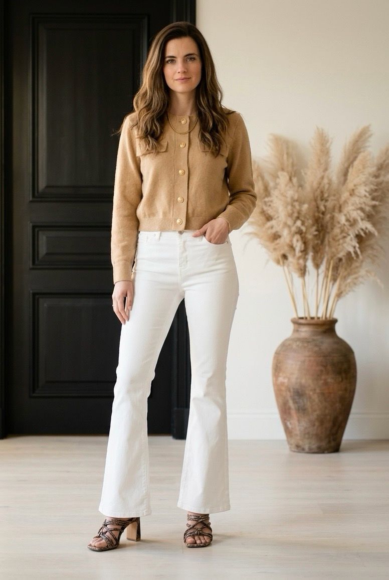 Flared jeans wit - Witte Broek - Witte Jeans Voor Dames