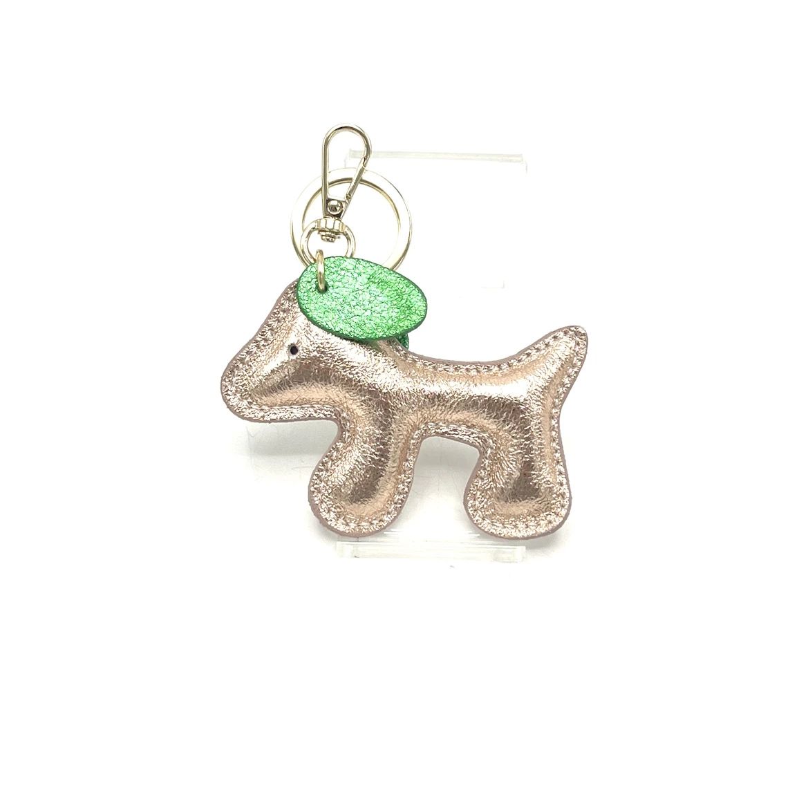 Bicolor gelamineerde lederen sleutelhanger- Schattig puppy ontwerp -lederen sleutelhanger- puppy sleutelhanger- sleutelhanger hond- bicolor sleutelhanger- leren accessoire- dierensleutelhang, Kleur: Champagne