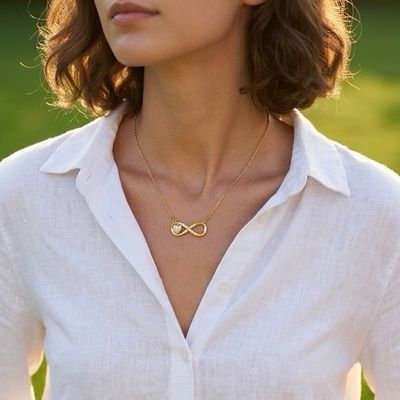 Ketting Met Infinity Pendant- Stainless steel Ketting Infinity - Gold Plated -ketting Cadeau