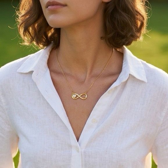 Ketting Met Infinity Pendant- Stainless steel Ketting Infinity - Gold Plated -ketting Cadeau
