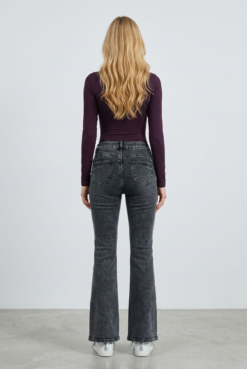 Push Up Flared Jeans – Antraciet Grijs | High Waist