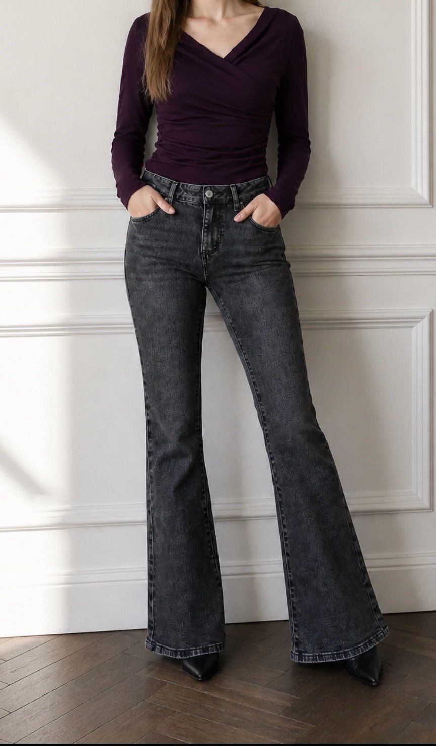 Push Up Flared Jeans – Antraciet Grijs | High Waist