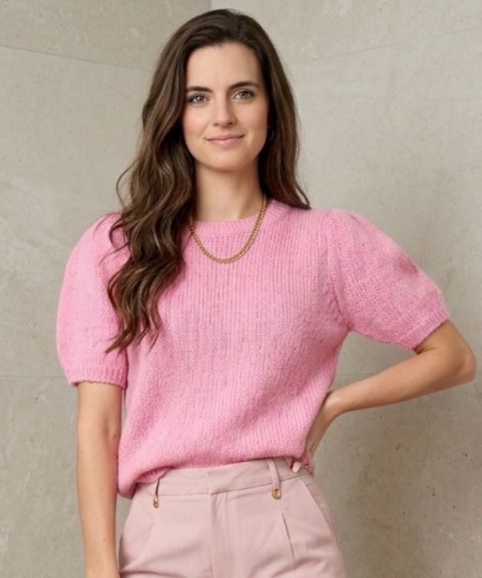 T Shirt Met Pof Mouwen - Knitted Trui Met Korte Mouwen