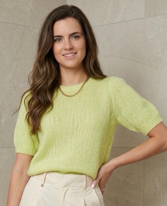 T Shirt Met Pof Mouwen - Knitted Trui Met Korte Mouwen