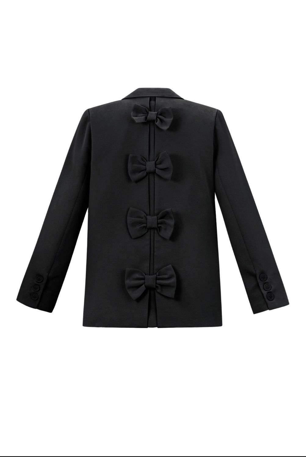“Dames Blazer met Strikjes Achterkant – Elegante Zwarte Statement Jas”