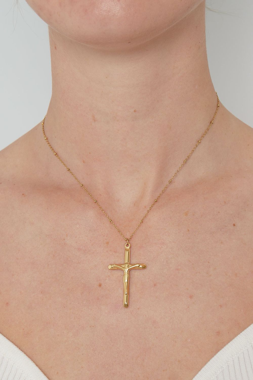 Ketting Met Kruis Hanger - Stainless Steel Ketting