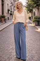 Losse broek in viscose Mix met zakken- soepelvallende broek voor dames