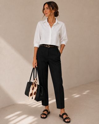 Klassieke geklede mid Waist broek- driekwart costume broek voor dames