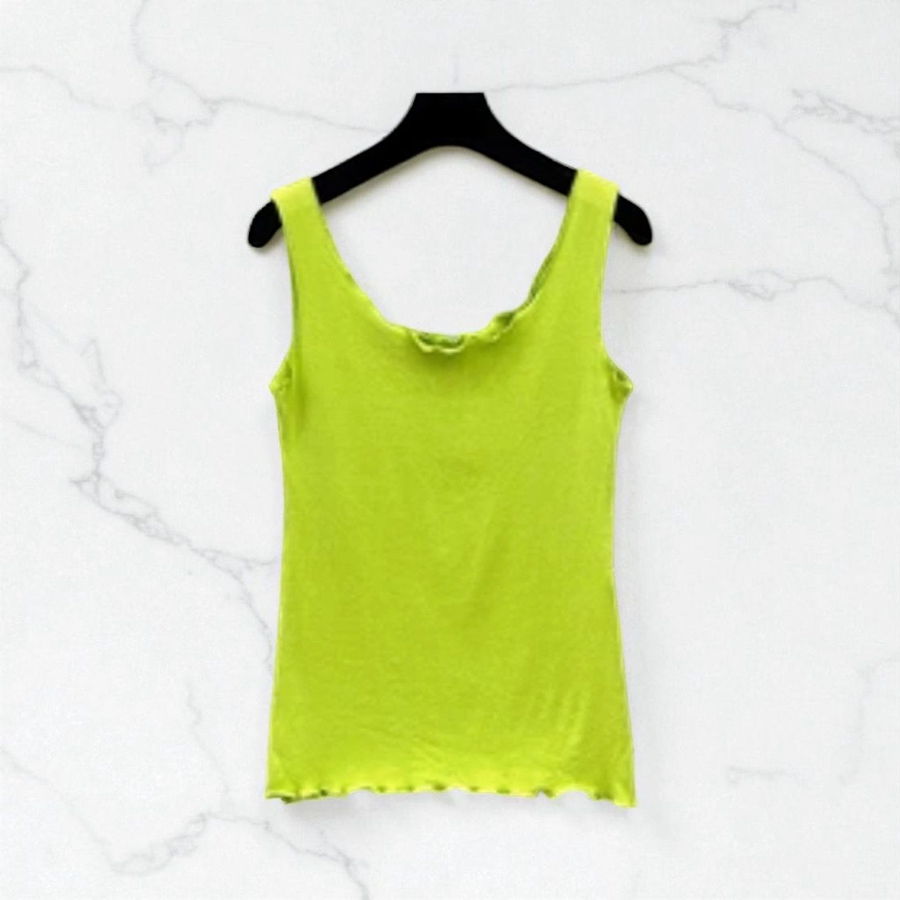 Effen Basic Rib Tanktop - Kwalitatieve Top Met Subtiele Ruffle Voor Dames